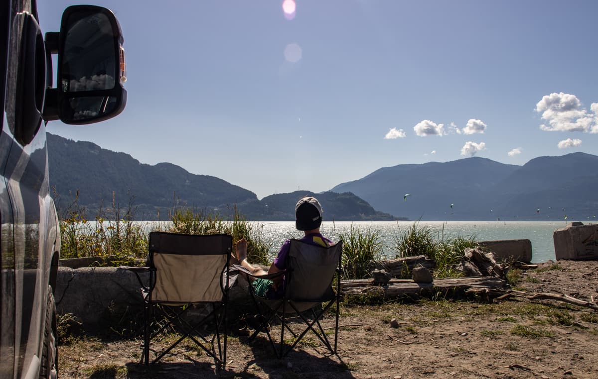 Relaxing in Squmish - Howe Sound and Kite Surfers
