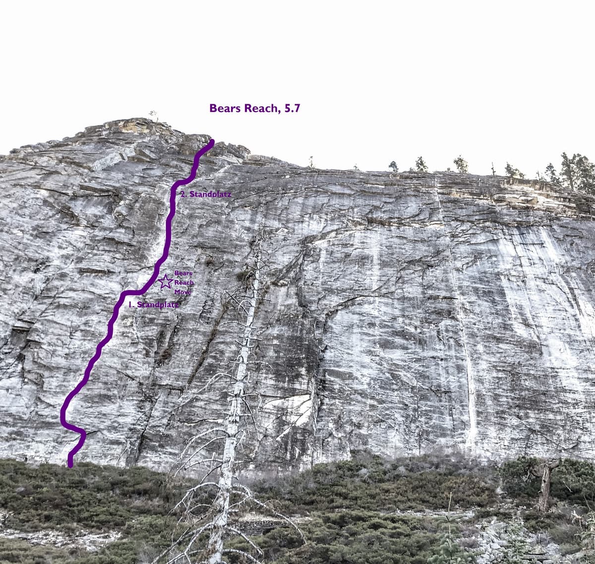 Klettern South Lake Tahoe - Lovers Leap - Bears Reach Topo