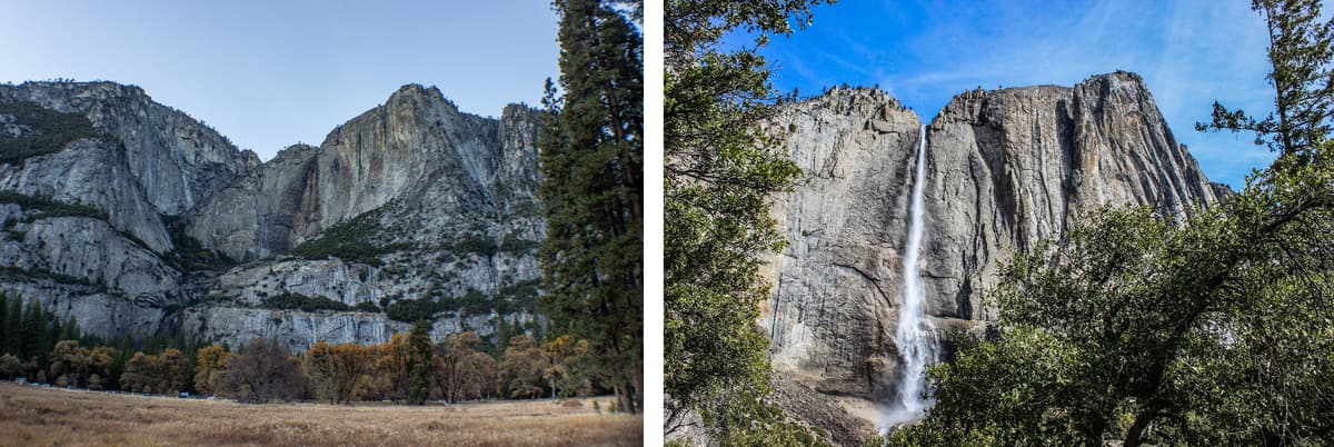 Yosemite Falls im Herbst und im Frühling